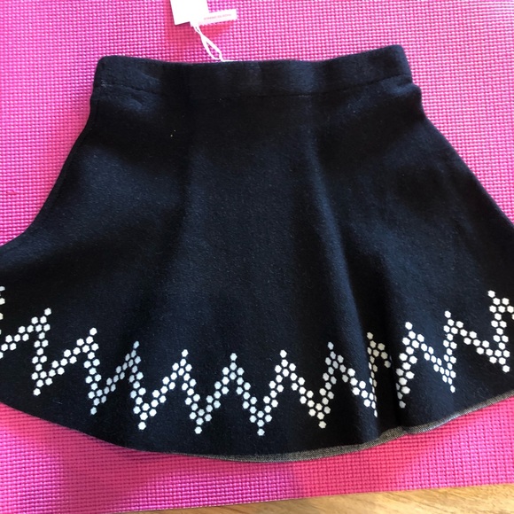 CANDIE’S flared skater style skirt, black with bottom hem white design (Small) - Picture 2 of 11